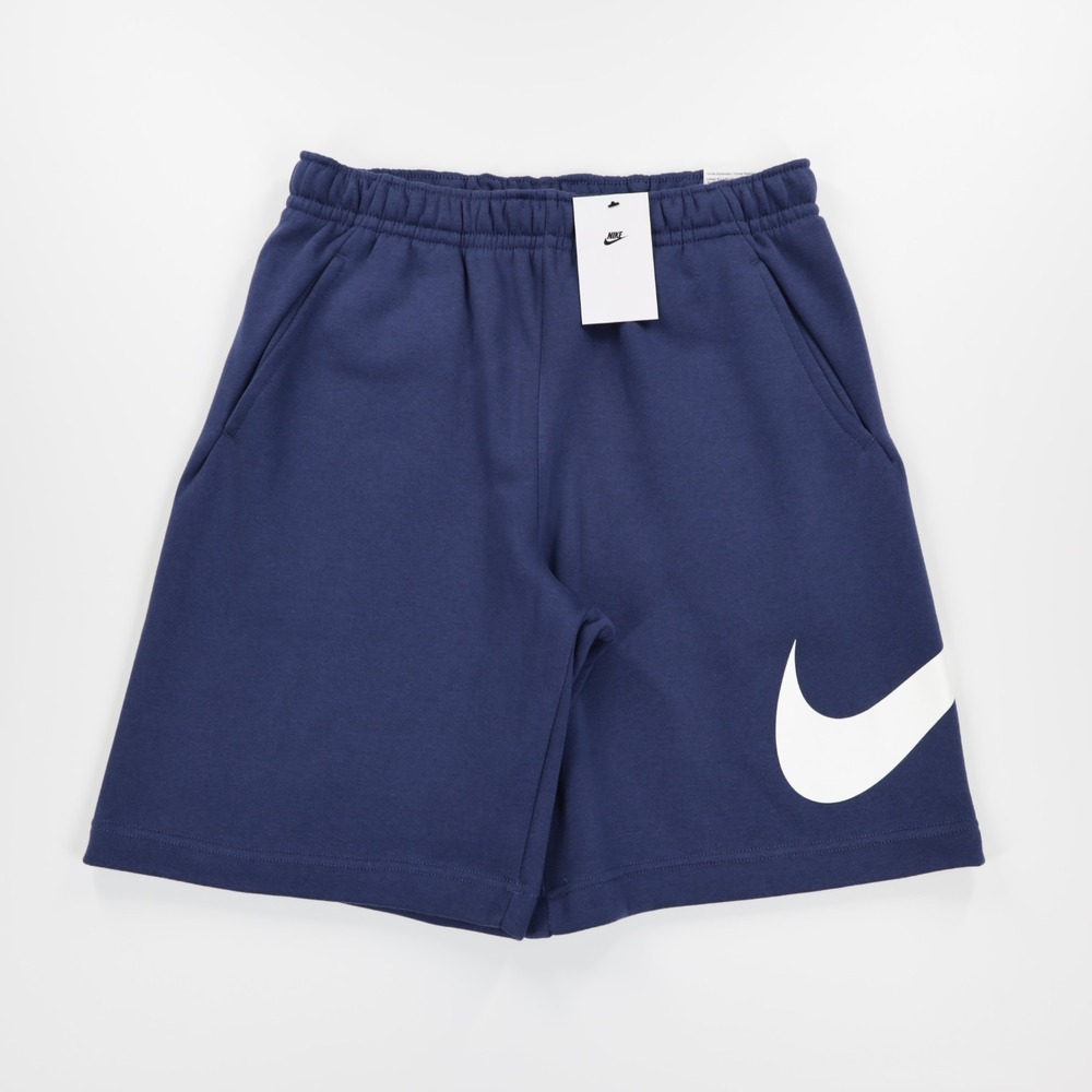 Nike Men's Sportswear Club Pocket Fleece Graphic Shorts Navy/White Size M